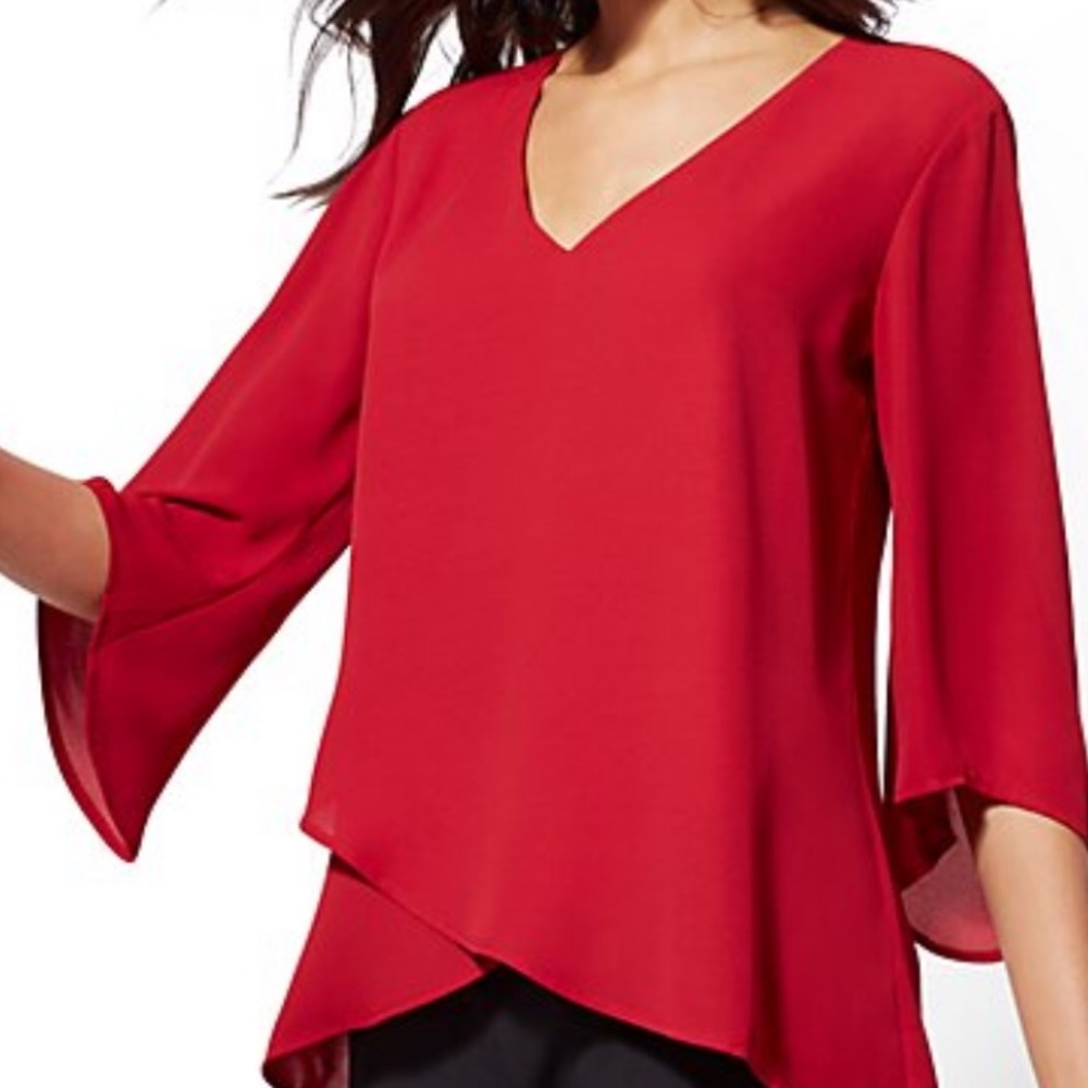 Tunic blouse Large Red 3/4 sleeve NWT